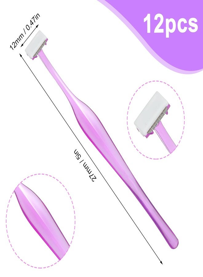 Larrel 12 PCS Small Eyebrow Razors, Mini Face Shavers Facial Hair Removal Eye Brow Razors Microblades Eyebrow Shaper Beauty Tools Accessories for Women Men Use (Purple) - Image 2